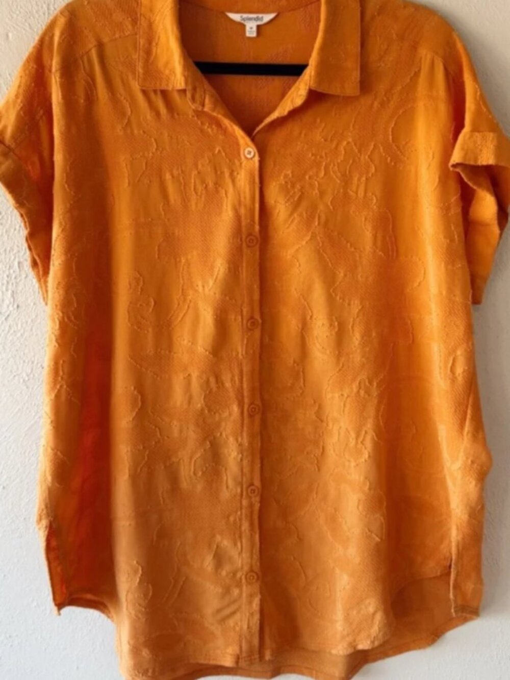 Splendid Jacquard Print Short-Sleeve Button Down Shirt Large